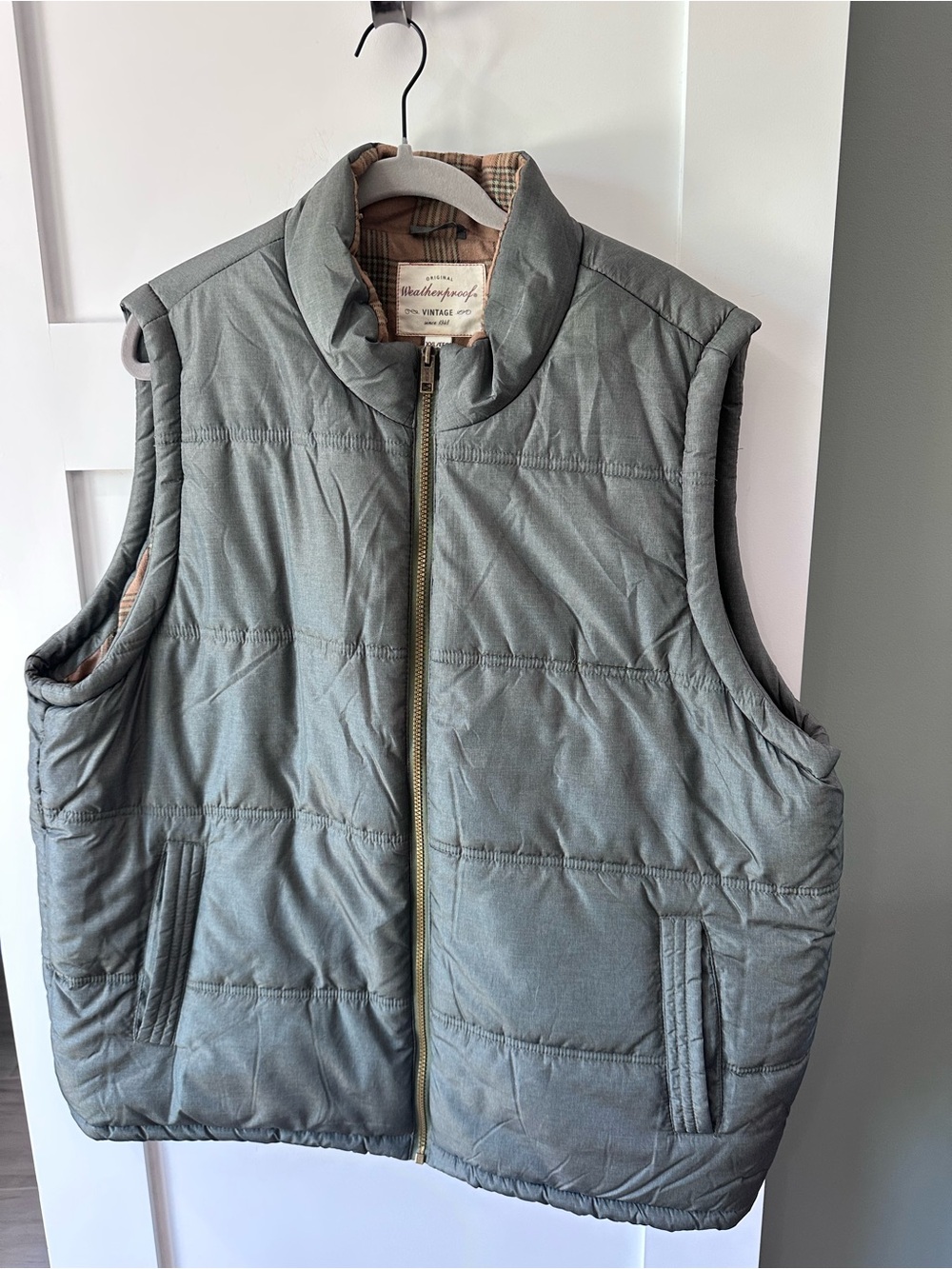 Weatherproof Vintage Men's Quilted Vest, Flannel Lined, Green, XXL, Warm